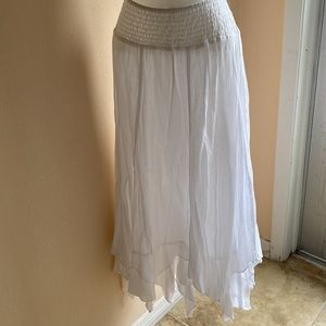 White cotton gauze handkerchief hem maxi skirt S Style & Co